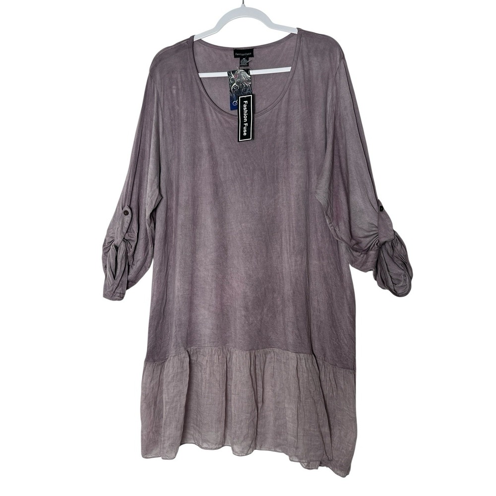 New Fashion Fuse Tunic Top Women's Size 1X Long Sleeve‎ Stretch Soft Ruffle